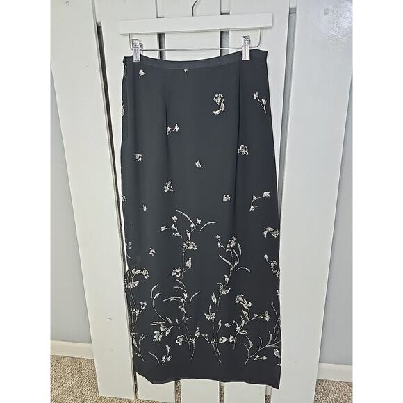 Hunt Club High Waisted Dark Floral Midi Skirt Black Size 10 AOP‎ Flower Retro - Picture 2 of 10
